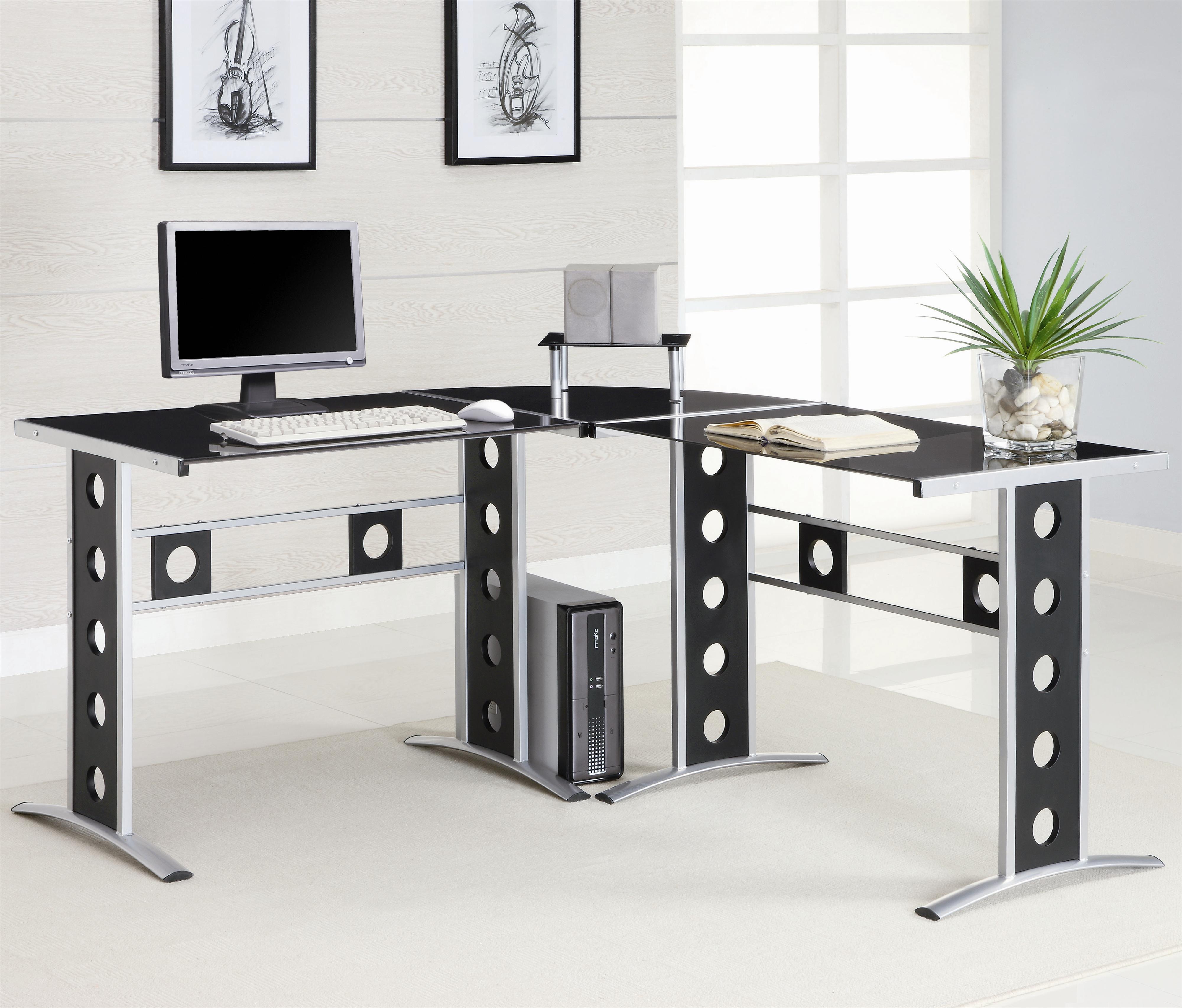 Clear l shaped shop desk